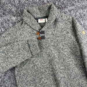 Fjallraven Lada Sweater Men’s M Wool Blend Gray Shawl Collar Outdoor
